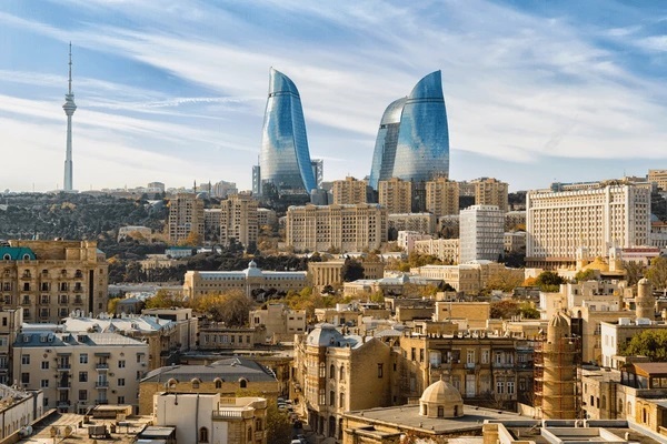 Panoramic view of Baku - the capital of Azerbaijan located by the Caspian Sea shore.. Picture by Arthur Blok.