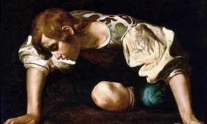 A detail from &ldquo;Narcissus&rdquo; 1598&ndash;1599, by Caravaggio. Oil on Canvas; 43.3 inches by 36.2 inches. National Gallery of Ancient Art, Rome.